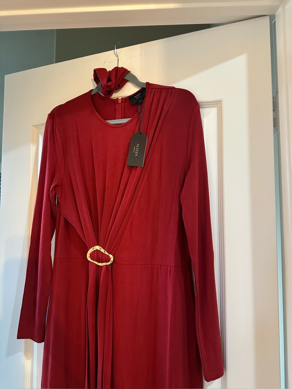 NWT Aleeza Paris High-Neck Draped Dress - Size L - Picture 9 of 14